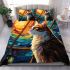 Cat and stained glass sun bedding set