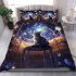 Cat in the celestial library bedding set