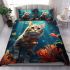 Cat in the coral reef wonderland bedding set