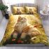 Cat lounging in the sunlit meadow bedding set