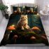 Cat on the enchanted mushroom hill bedding set