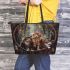 Cats with dream catcher leather tote bag