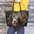 Cats with dream catcher leather tote bag