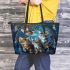 Cats with dream catcher leather tote bag