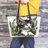 Catus with dream catcher leather tote bag