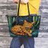 Catus with dream catcher leather tote bag