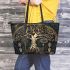 Celtic tree life and dream catcher leather tote bag