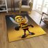 Cheerful bee in stripes area rugs carpet