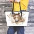 Clean simple line art portrait of a horse leather tote bag