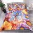 Colored butterfly surrounded by vibrant flowers bedding set