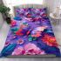 Colorful butterfly with flowers and leaves on purple bedding set