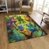 Colorful cartoon frogs hanging from tree branches in the jungle area rugs carpet