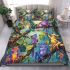 Colorful cartoon frogs hanging from tree branches in the jungle bedding set