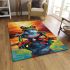 Colorful cartoon red eyed tree frog on the edge area rugs carpet