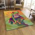 Colorful cartoon red eyed tree frog on the edge area rugs carpet