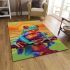 Colorful cartoon red eyed tree frog on the edge area rugs carpet