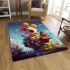 Colorful creature on floating island area rugs carpet