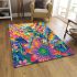 Colorful cute cartoon peacock frog sitting on top of an egg area rugs carpet