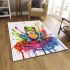 Colorful cute cartoon tree frog sits on a water puddle area rugs carpet