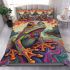 Colorful cute frog in the style of mesmerizing optical illusions bedding set