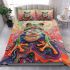 Colorful cute frog in the style of mesmerizing optical illusions bedding set