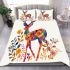 Colorful deer with colorful flowers bedding set