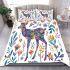 Colorful deer with colorful flowers bedding set
