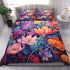 Colorful floral bouquet in vase bedding set