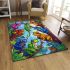 Colorful frogs hanging from tree branches in the jungle area rugs carpet