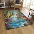 Colorful frogs hanging from tree branches in the jungle area rugs carpet