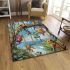 Colorful frogs hanging from tree branches in the jungle area rugs carpet