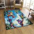 Colorful frogs hanging from tree branches in the jungle area rugs carpet