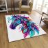 Colorful horse head with turquoise area rugs carpet