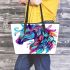 Colorful horse head with turquoise leather tote bag