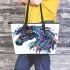 Colorful horse head with turquoise leather tote bag