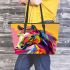 Colorful illustration of a horse head leather tote bag