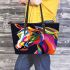 Colorful illustration of a horse head leather tote bag