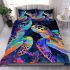 Colorful ink drawing of two turtles in love bedding set