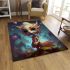 Colorful mermaid on rock with bubbles area rugs carpet