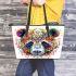 Colorful panda head symmetrical leather tote bag