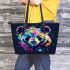 Colorful panda in the style of graffiti leather tote bag