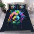 Colorful panda splatter painting with bright bedding set