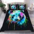 Colorful panda splatter painting with bright bedding set