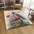 Colorful parrot in whimsical scene area rugs carpet