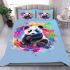 Colorful rainbow splash of color cute baby panda bedding set