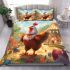 Colorful rooster at the festive celebration bedding set