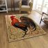 Colorful rooster perched on floral patterned surface area rugs carpet