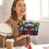Colorful Stained Glass Owl Portrait Makeup Bag