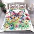 Colorful watercolor beautiful butterfly among flowers bedding set