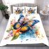 Colorful watercolor beautiful butterfly among flowers bedding set